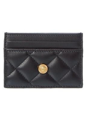Versace Medusa Quilted Leather Card Holder in Black